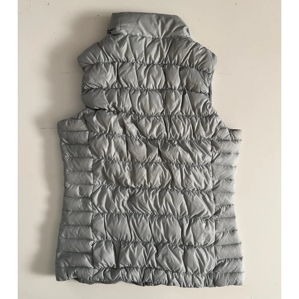 Athleta Silver Down Puffer Vest Women’s Medium - Picture 2 of 6
